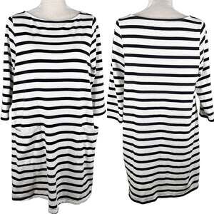 The Nines by Hatch Boatneck Striped Maternity Dress Large Pockets